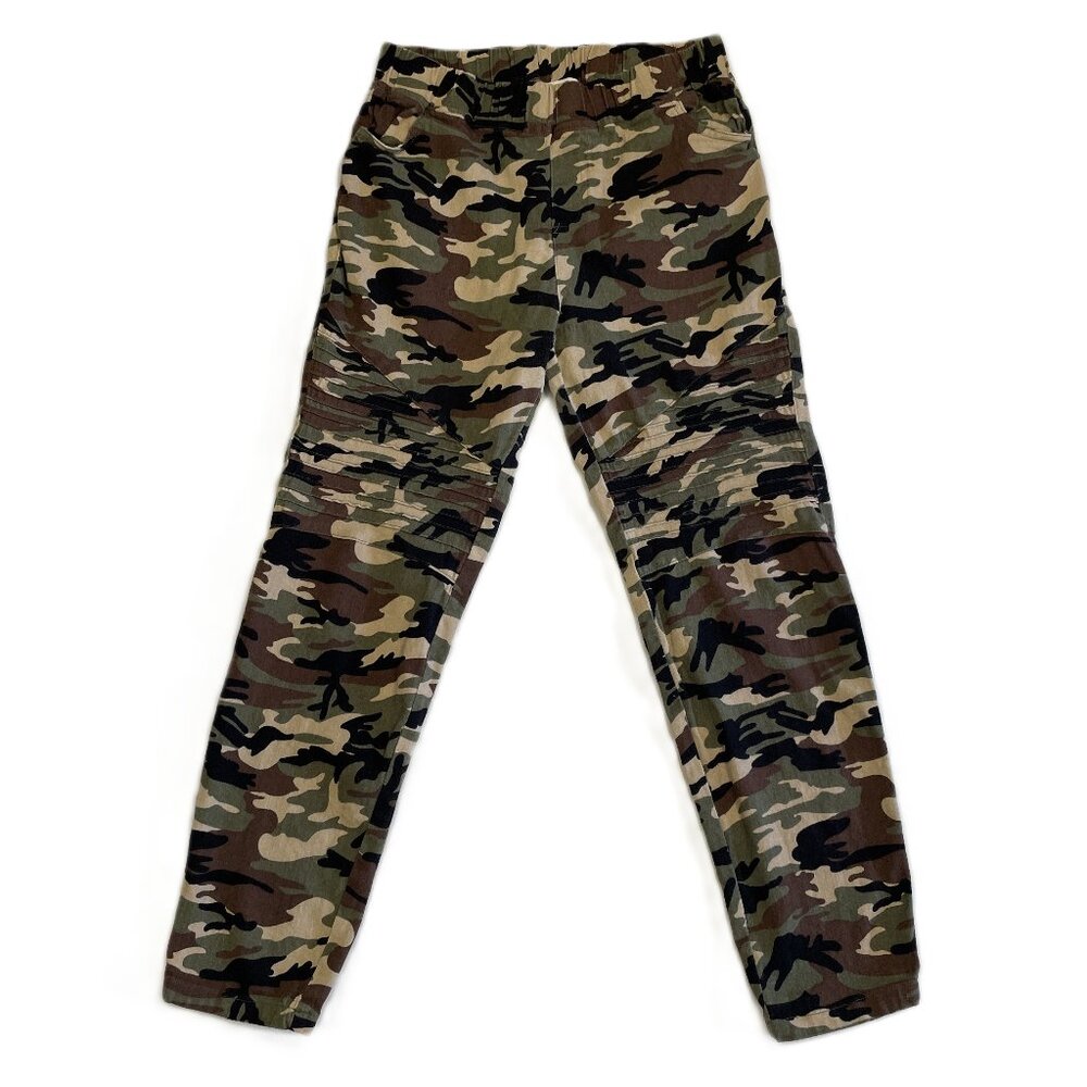 Umgee Camo Moto Pants Women's Sz Large Boutique Camoflauge Green Skinny Pull-On